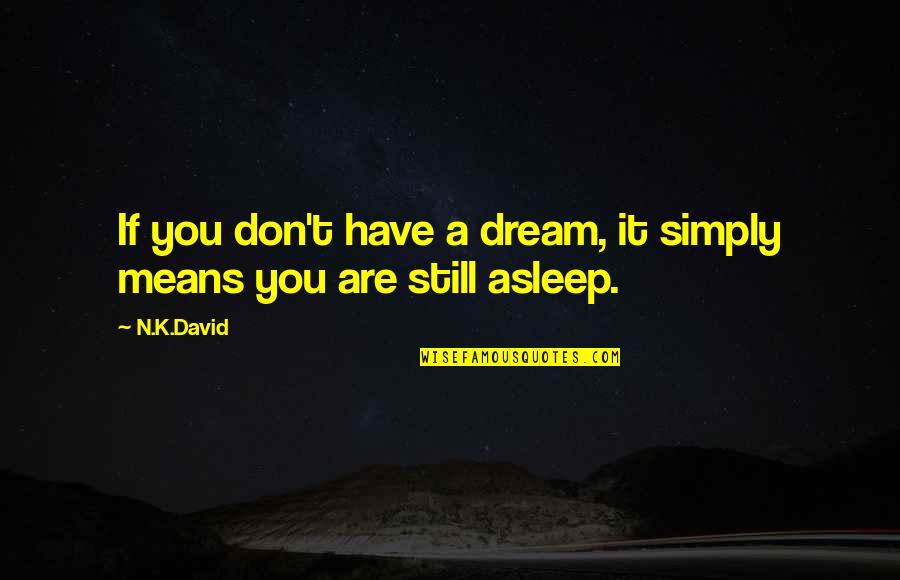 K.a.t Quotes By N.K.David: If you don't have a dream, it simply