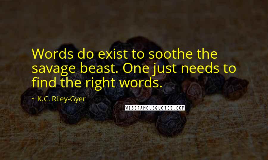 K.C. Riley-Gyer quotes: Words do exist to soothe the savage beast. One just needs to find the right words.