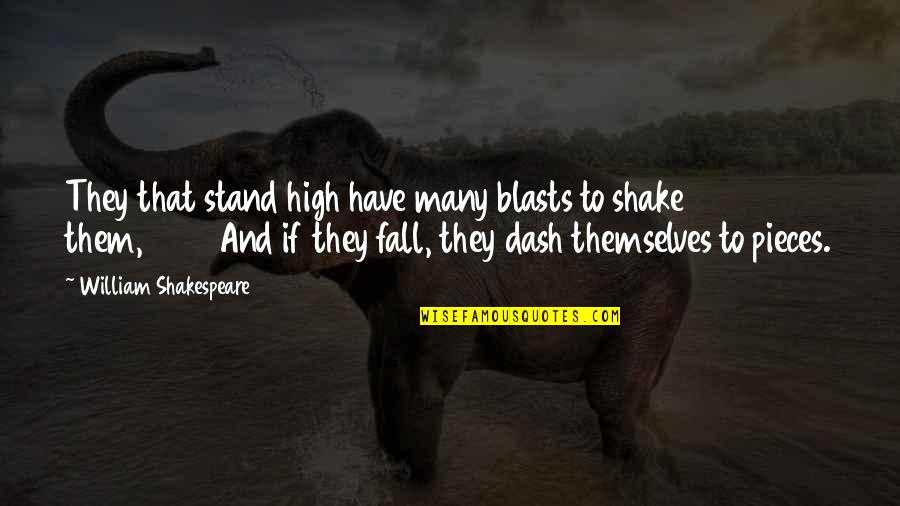 K Dash Quotes By William Shakespeare: They that stand high have many blasts to