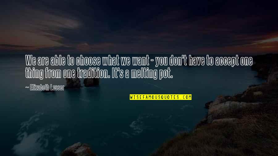K Dst Quotes By Elizabeth Lesser: We are able to choose what we want