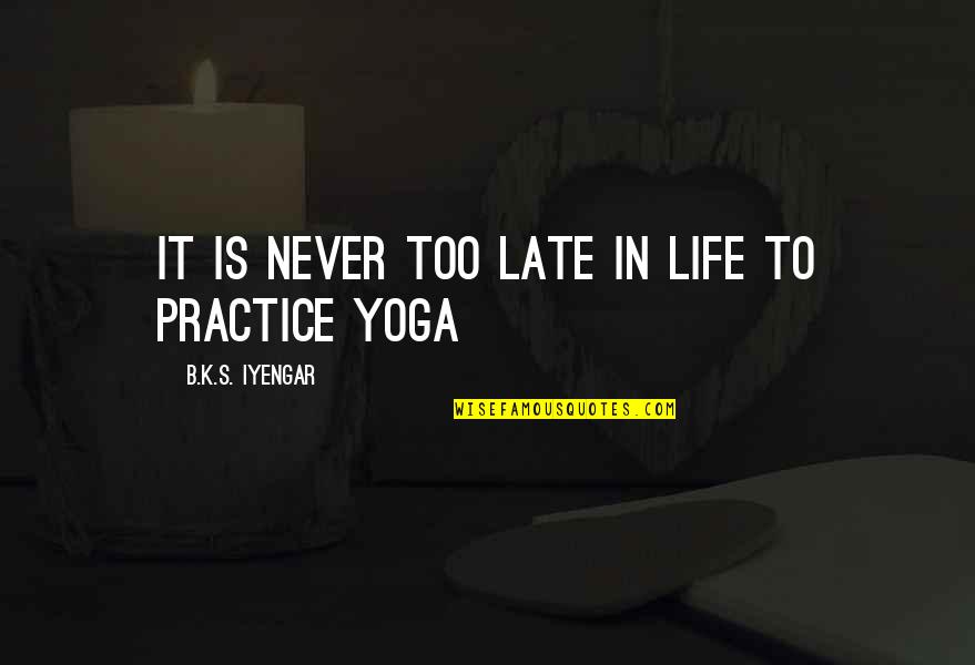 K.g.b Quotes By B.K.S. Iyengar: It is never too late in life to