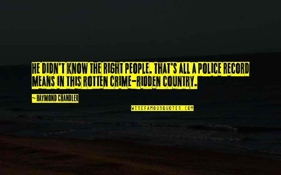 K Gens Jelent Se Quotes By Raymond Chandler: He didn't know the right people. That's all K Gens Jelent Se Quotes By Raymond Chandler: He didn't know the right people. That's all