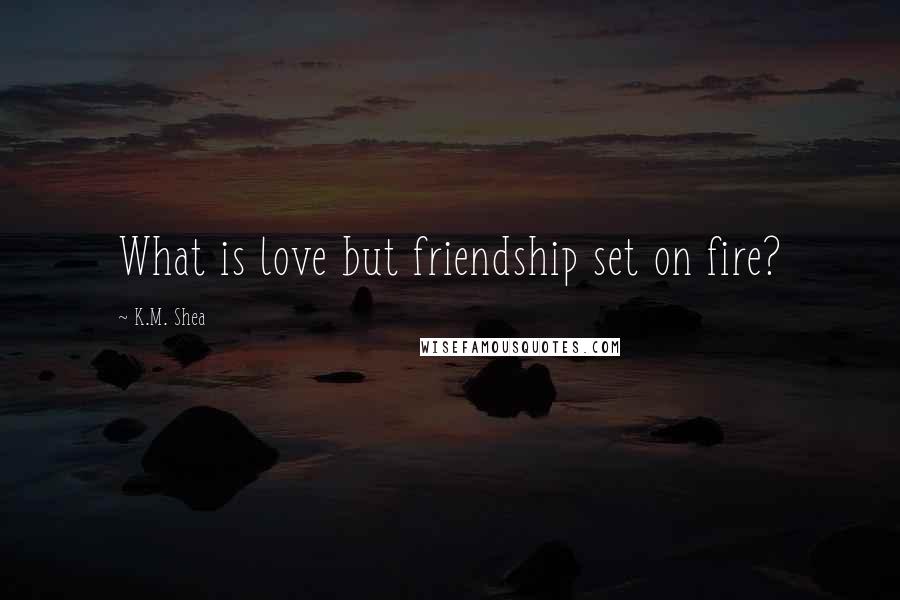 K.M. Shea quotes: What is love but friendship set on fire?