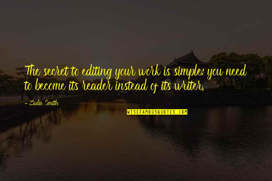 K Nstlich Quotes By Zadie Smith: The secret to editing your work is simple:
