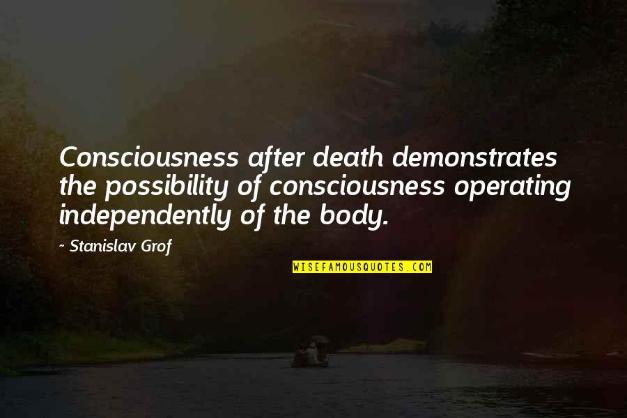 K R Operating Quotes By Stanislav Grof: Consciousness after death demonstrates the possibility of consciousness