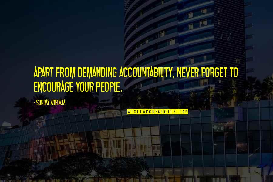 K R Reges Quotes By Sunday Adelaja: Apart from demanding accountability, never forget to encourage