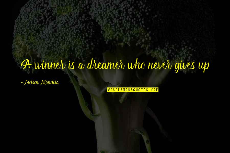 K Stlinger Quotes By Nelson Mandela: A winner is a dreamer who never gives K Stlinger Quotes By Nelson Mandela: A winner is a dreamer who never gives