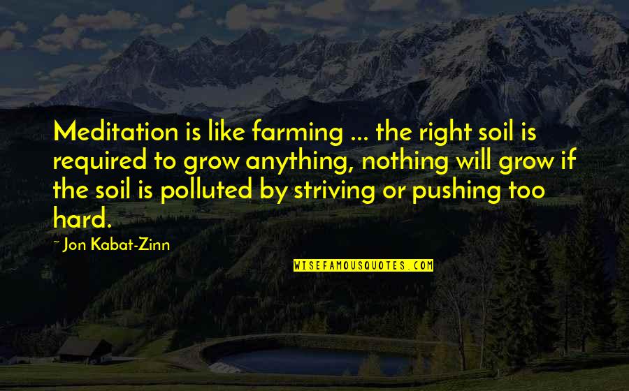 Kabat Zinn Quotes By Jon Kabat-Zinn: Meditation is like farming ... the right soil