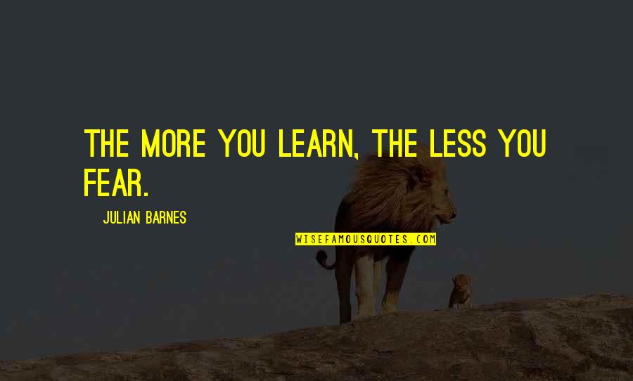 Kabins Md Quotes By Julian Barnes: The more you learn, the less you fear.