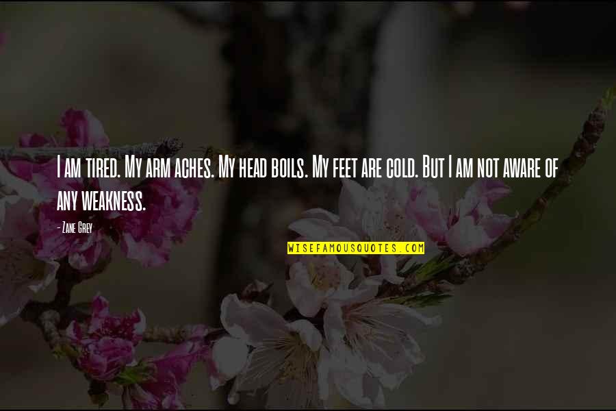 Kabir Ke Dohe Quotes By Zane Grey: I am tired. My arm aches. My head