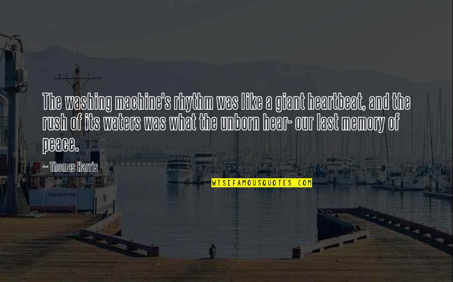 Kabir Vani Quotes By Thomas Harris: The washing machine's rhythm was like a giant Kabir Vani Quotes By Thomas Harris: The washing machine's rhythm was like a giant