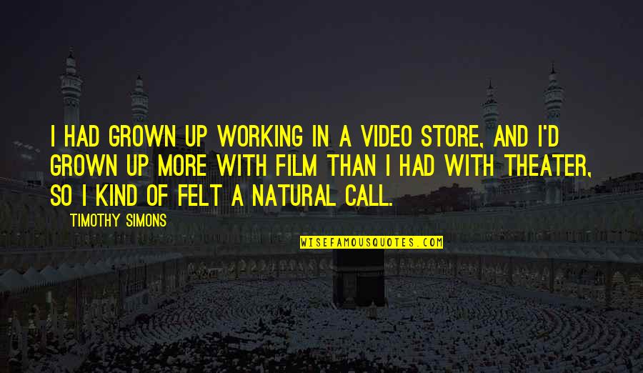 Kabullenmek Mi Quotes By Timothy Simons: I had grown up working in a video