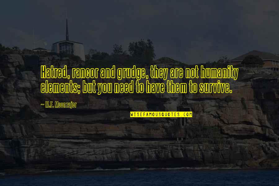 Kaczmarczyk Agnieszka Quotes By M.F. Moonzajer: Hatred, rancor and grudge, they are not humanity Kaczmarczyk Agnieszka Quotes By M.F. Moonzajer: Hatred, rancor and grudge, they are not humanity