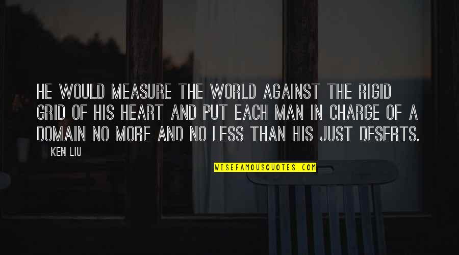 Kadmun Quotes By Ken Liu: He would measure the world against the rigid Kadmun Quotes By Ken Liu: He would measure the world against the rigid