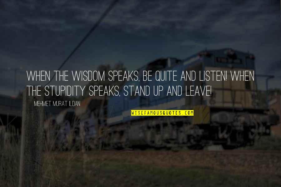 Kaelar Quotes By Mehmet Murat Ildan: When the wisdom speaks, be quite and listen!