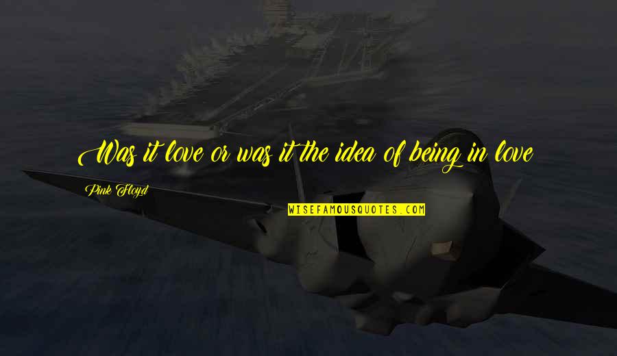 Kaelinn Taylor Quotes By Pink Floyd: Was it love or was it the idea Kaelinn Taylor Quotes By Pink Floyd: Was it love or was it the idea