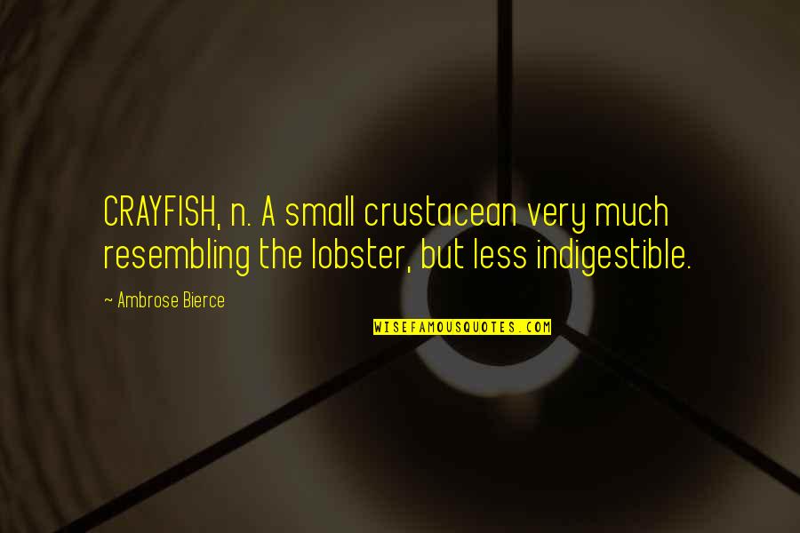 Kafayat Quotes By Ambrose Bierce: CRAYFISH, n. A small crustacean very much resembling Kafayat Quotes By Ambrose Bierce: CRAYFISH, n. A small crustacean very much resembling