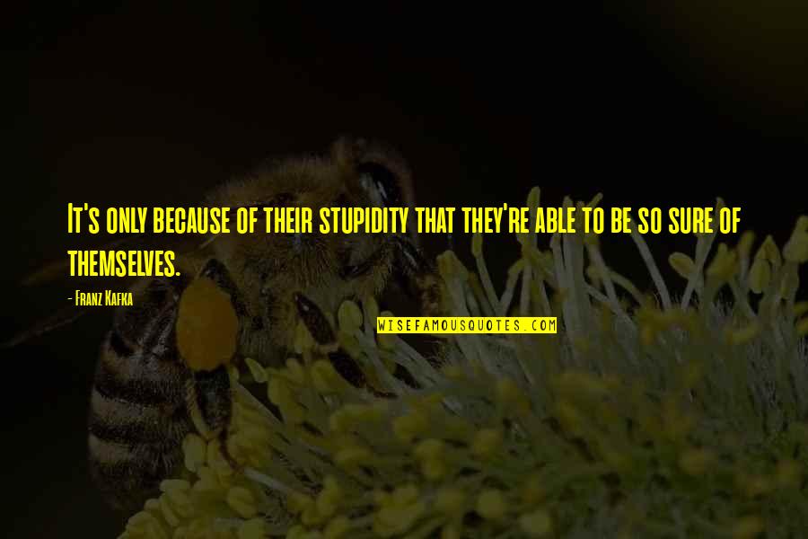 Kafka Quotes By Franz Kafka: It's only because of their stupidity that they're