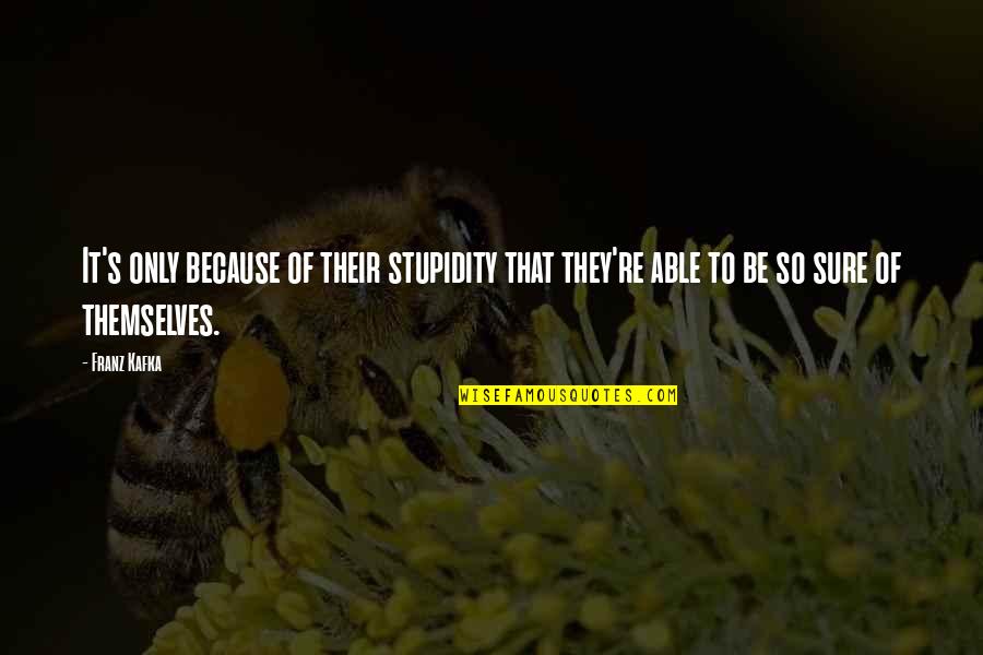 Kafka's Quotes By Franz Kafka: It's only because of their stupidity that they're