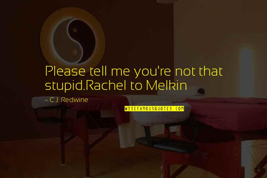 Kahlenberg Quotes By C.J. Redwine: Please tell me you're not that stupid.Rachel to