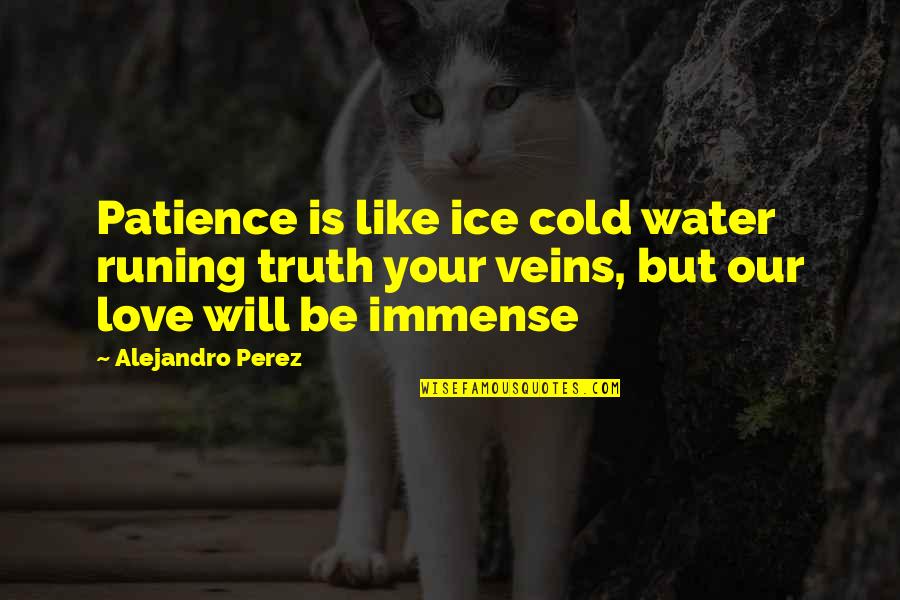 Kahlii Aov Quotes By Alejandro Perez: Patience is like ice cold water runing truth