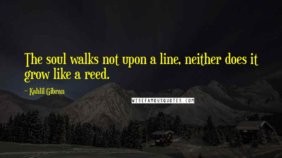 Kahlil Gibran quotes: The soul walks not upon a line, neither does it grow like a reed.
