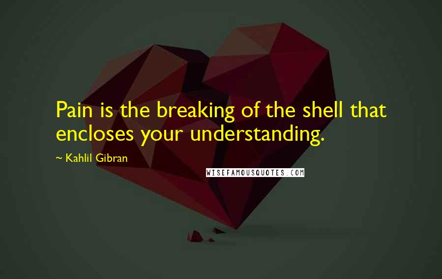 Kahlil Gibran quotes: Pain is the breaking of the shell that encloses your understanding.