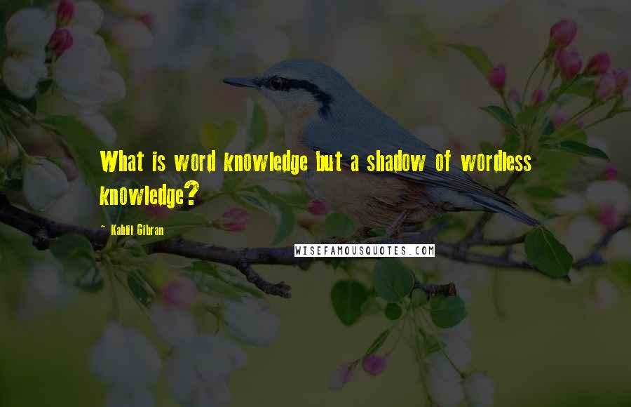 Kahlil Gibran quotes: What is word knowledge but a shadow of wordless knowledge?