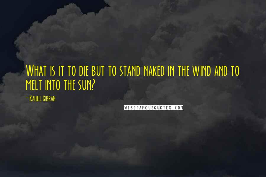 Kahlil Gibran quotes: What is it to die but to stand naked in the wind and to melt into the sun?