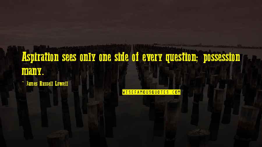 Kailangan Koy Quotes By James Russell Lowell: Aspiration sees only one side of every question;