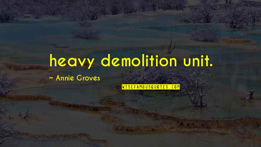 Kainova Quotes By Annie Groves: heavy demolition unit.