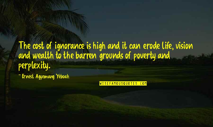 Kaise Ho Quotes By Ernest Agyemang Yeboah: The cost of ignorance is high and it Kaise Ho Quotes By Ernest Agyemang Yeboah: The cost of ignorance is high and it