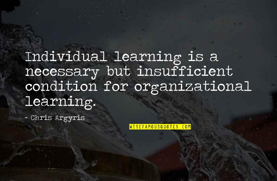 Kajishima Quotes By Chris Argyris: Individual learning is a necessary but insufficient condition Kajishima Quotes By Chris Argyris: Individual learning is a necessary but insufficient condition