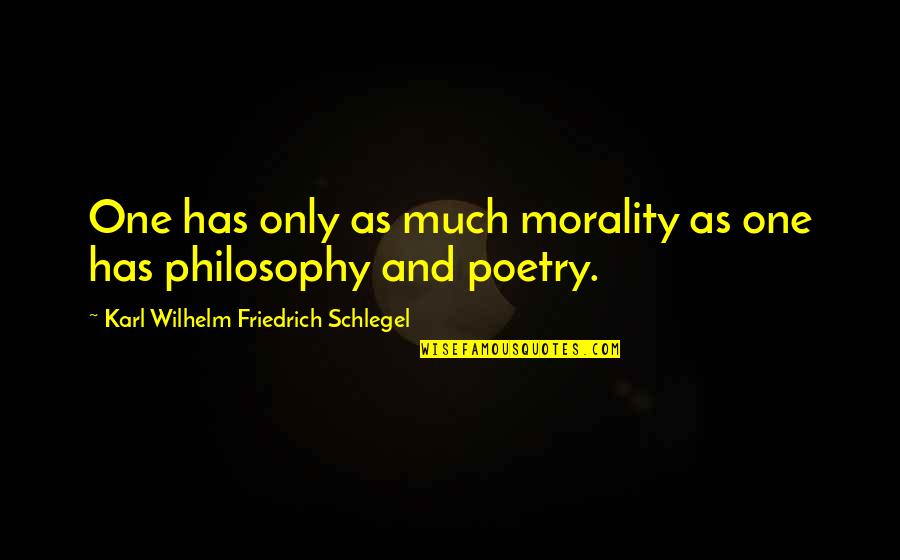 Kakade Broadlawns Quotes By Karl Wilhelm Friedrich Schlegel: One has only as much morality as one