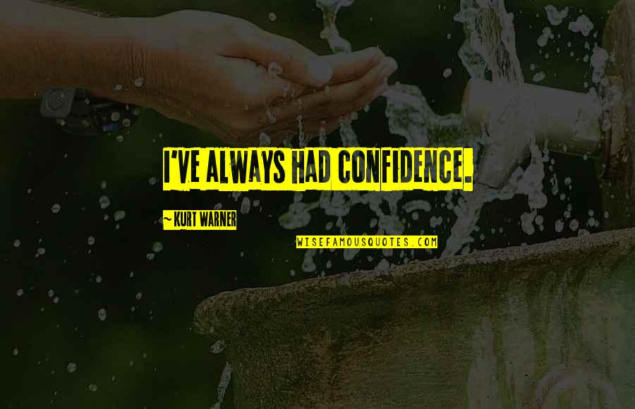 Kakade Palace Quotes By Kurt Warner: I've always had confidence. Kakade Palace Quotes By Kurt Warner: I've always had confidence.