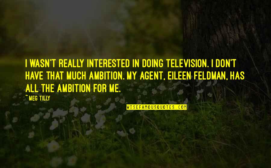 Kakayahang Istratedyik Quotes By Meg Tilly: I wasn't really interested in doing television. I