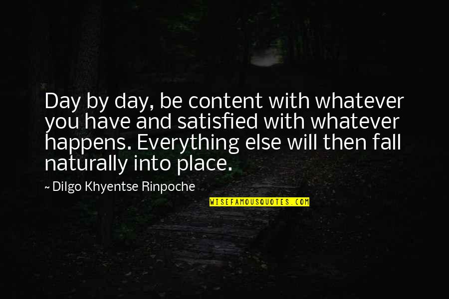 Kalabhavan Shajon Quotes By Dilgo Khyentse Rinpoche: Day by day, be content with whatever you Kalabhavan Shajon Quotes By Dilgo Khyentse Rinpoche: Day by day, be content with whatever you