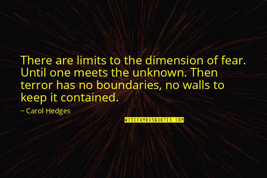 Kalantari At Savannah Quotes By Carol Hedges: There are limits to the dimension of fear.