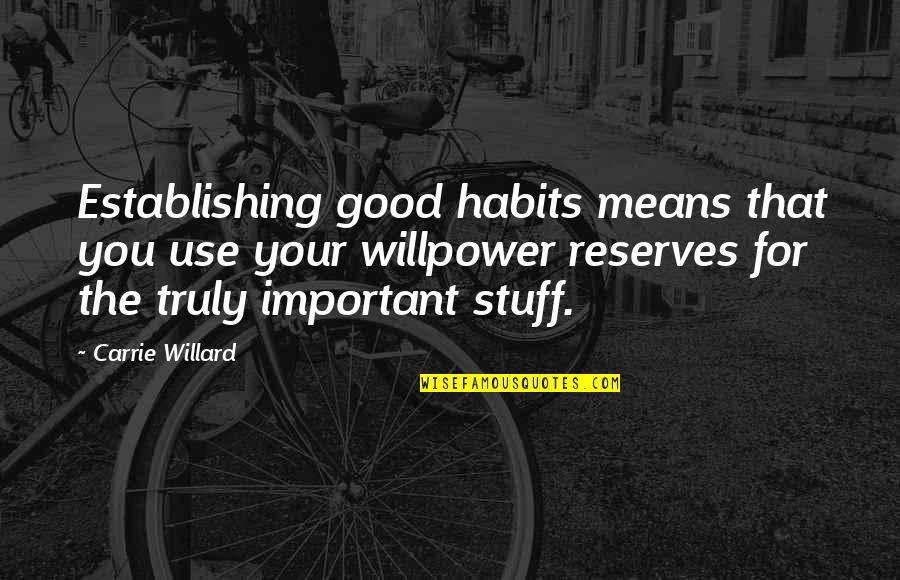 Kalbaugh Construction Quotes By Carrie Willard: Establishing good habits means that you use your