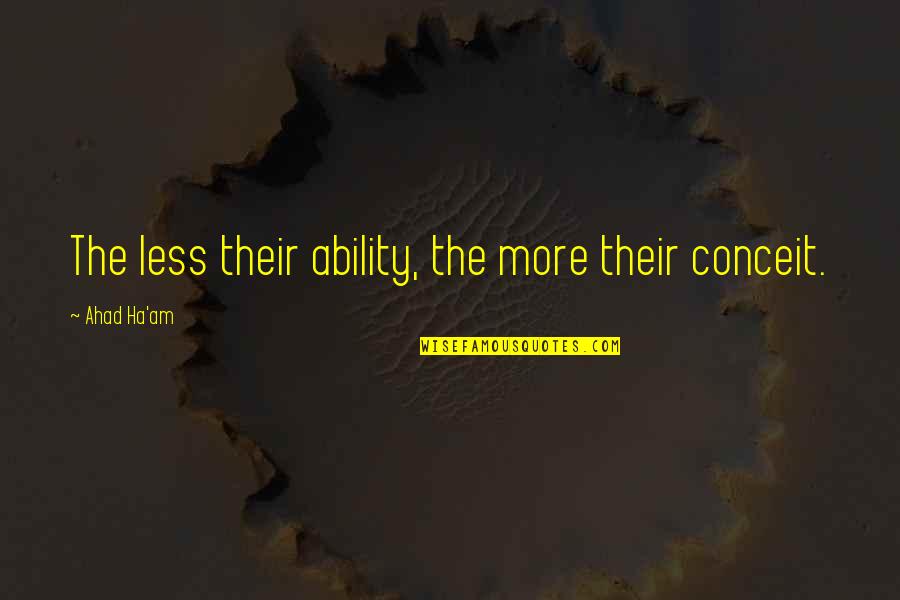 Kaldera On The Ground Quotes By Ahad Ha'am: The less their ability, the more their conceit.