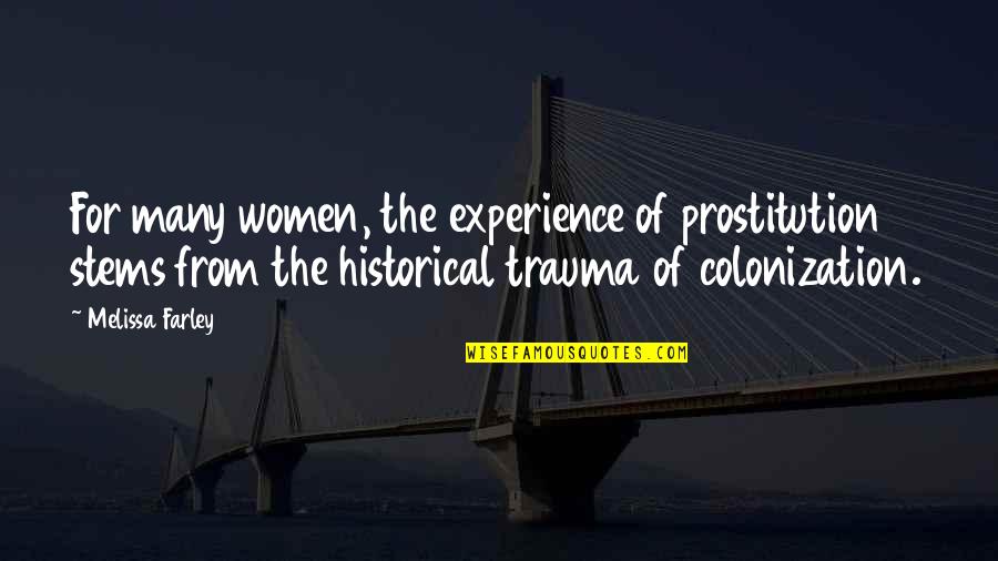 Kalinderya Quotes By Melissa Farley: For many women, the experience of prostitution stems