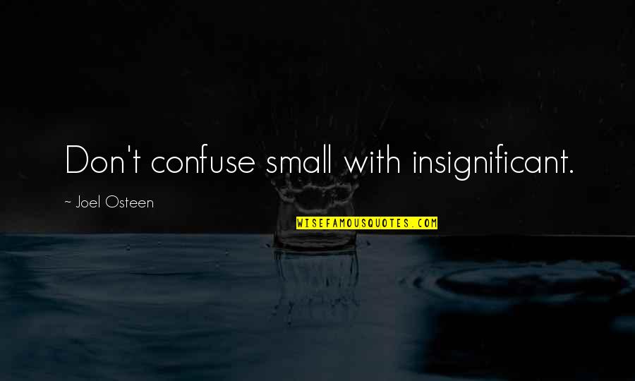 Kalkandam Quotes By Joel Osteen: Don't confuse small with insignificant. Kalkandam Quotes By Joel Osteen: Don't confuse small with insignificant.