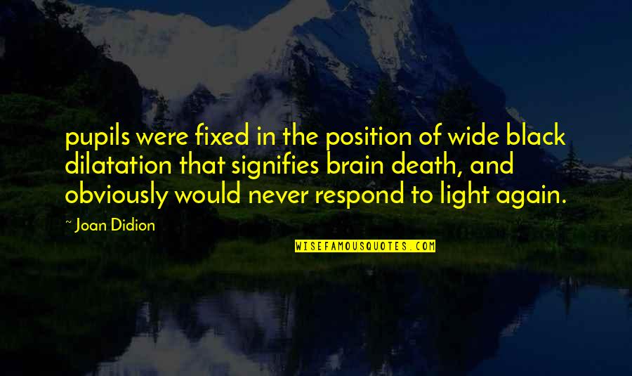 Kalkhoven Racing Quotes By Joan Didion: pupils were fixed in the position of wide