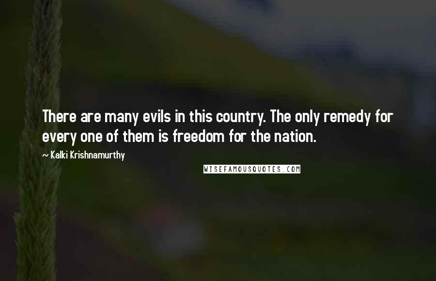 Kalki Krishnamurthy quotes: There are many evils in this country. The only remedy for every one of them is freedom for the nation.