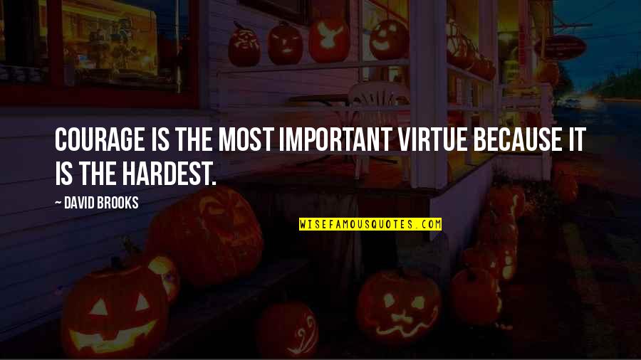 Kalkoenrollade Quotes By David Brooks: Courage is the most important virtue because it