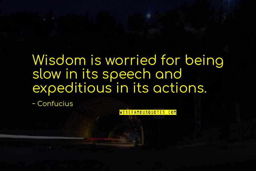 Kallie Lewis Quotes By Confucius: Wisdom is worried for being slow in its