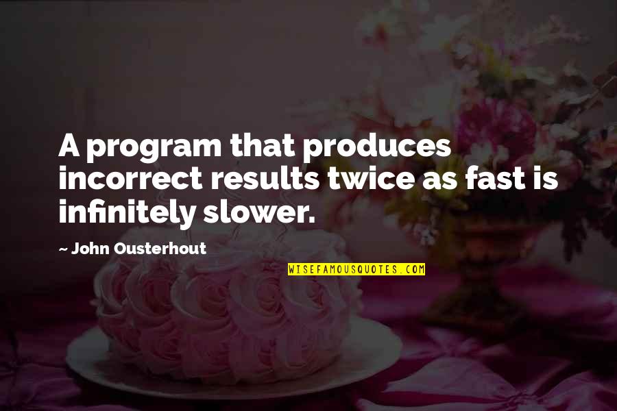 Kalora Rugs Quotes By John Ousterhout: A program that produces incorrect results twice as