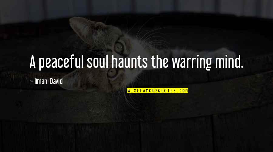 Kalpna Chawla Quotes By Iimani David: A peaceful soul haunts the warring mind. Kalpna Chawla Quotes By Iimani David: A peaceful soul haunts the warring mind.