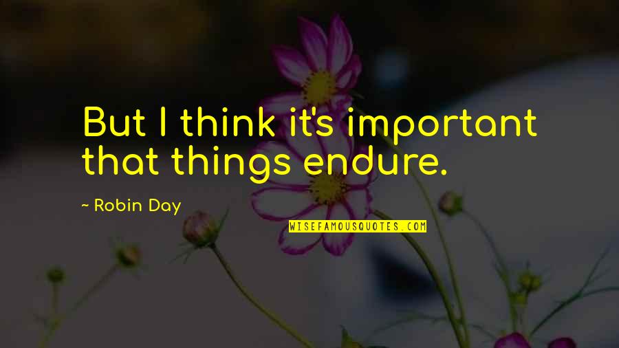 Kaltenbach Ski Quotes By Robin Day: But I think it's important that things endure.