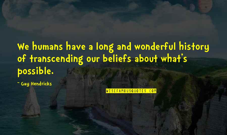 Kalvinder Dhillon Quotes By Gay Hendricks: We humans have a long and wonderful history Kalvinder Dhillon Quotes By Gay Hendricks: We humans have a long and wonderful history
